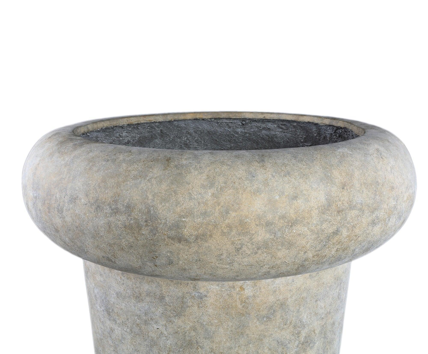 Megga Brown Big Brushed Cement Pot Thick Border 90x80cm PTMD - Pot - PTMD - livinglovely.nl