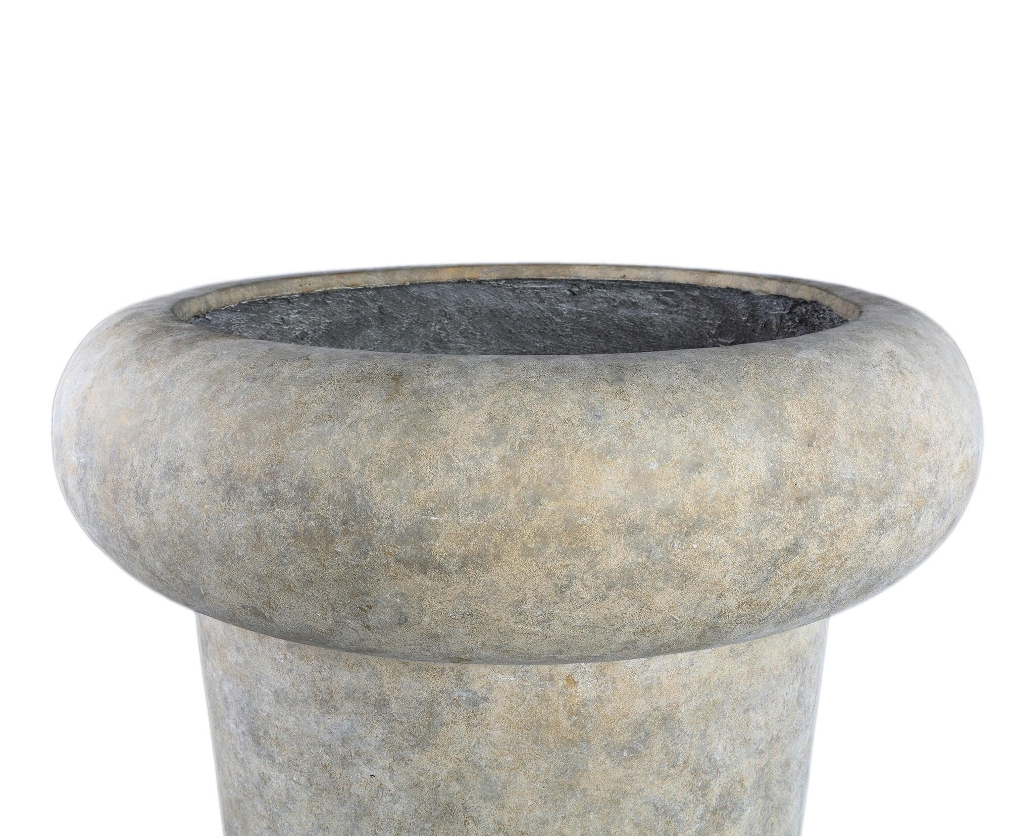Megga Brown Big Brushed Cement Pot Thick Border 90x80cm PTMD - Pot - PTMD - livinglovely.nl