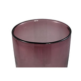 Mehran vaas van PTMD van opzij, roze glas met smalle voet