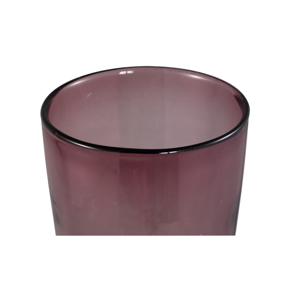 Mehran vaas van PTMD van opzij, roze glas met smalle voet