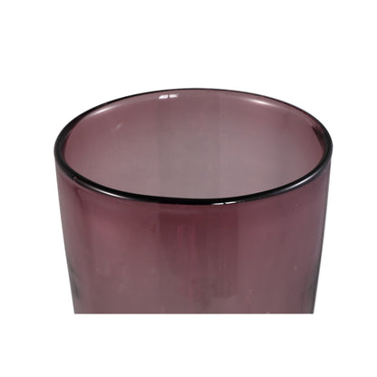 Mehran vaas van PTMD van opzij, roze glas met smalle voet