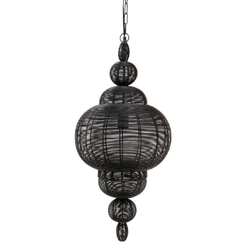 Merri Black iron hanging lamp drop design PTMD - Hanglamp - PTMD - livinglovely.nl