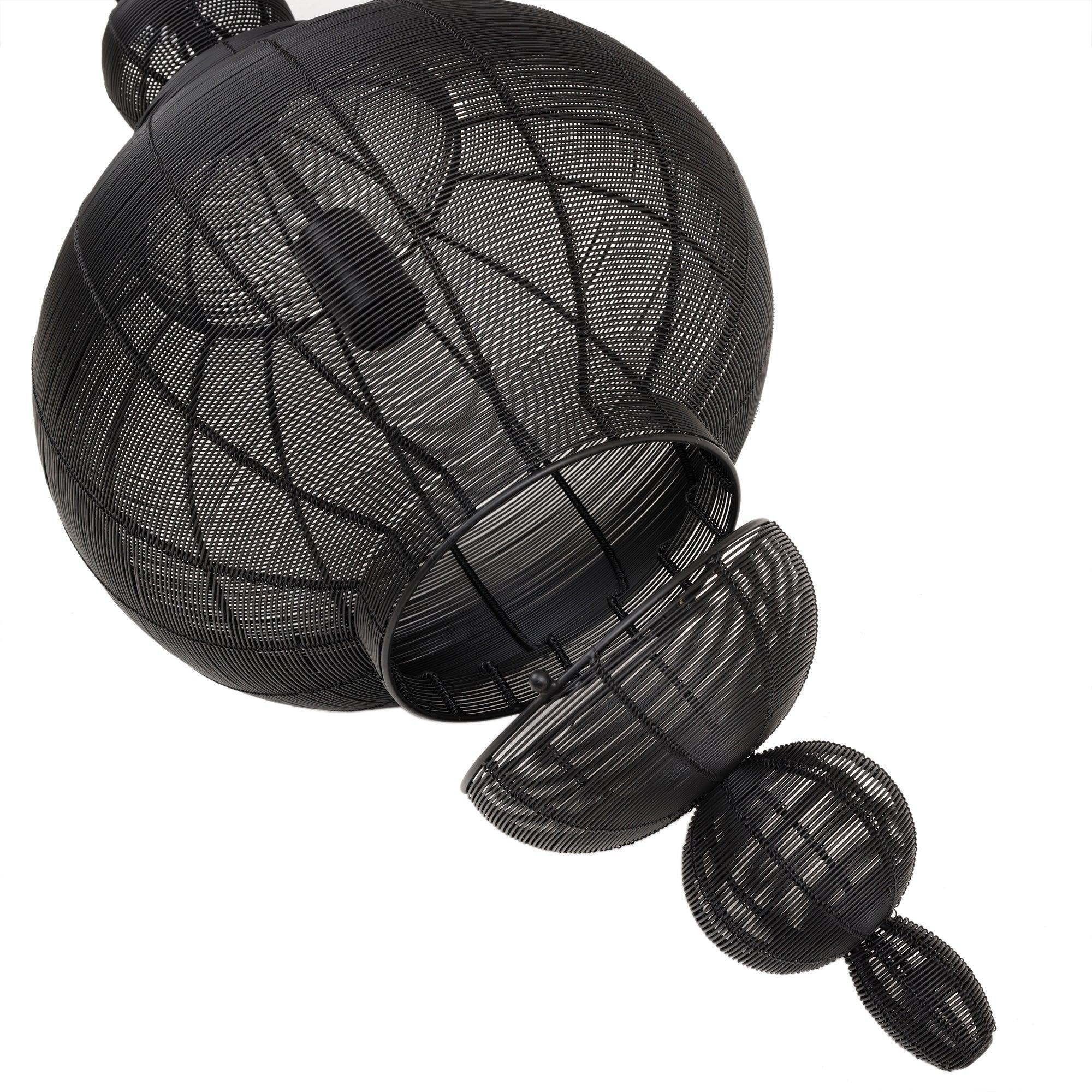 Merri Black iron hanging lamp drop design PTMD - Hanglamp - PTMD - livinglovely.nl