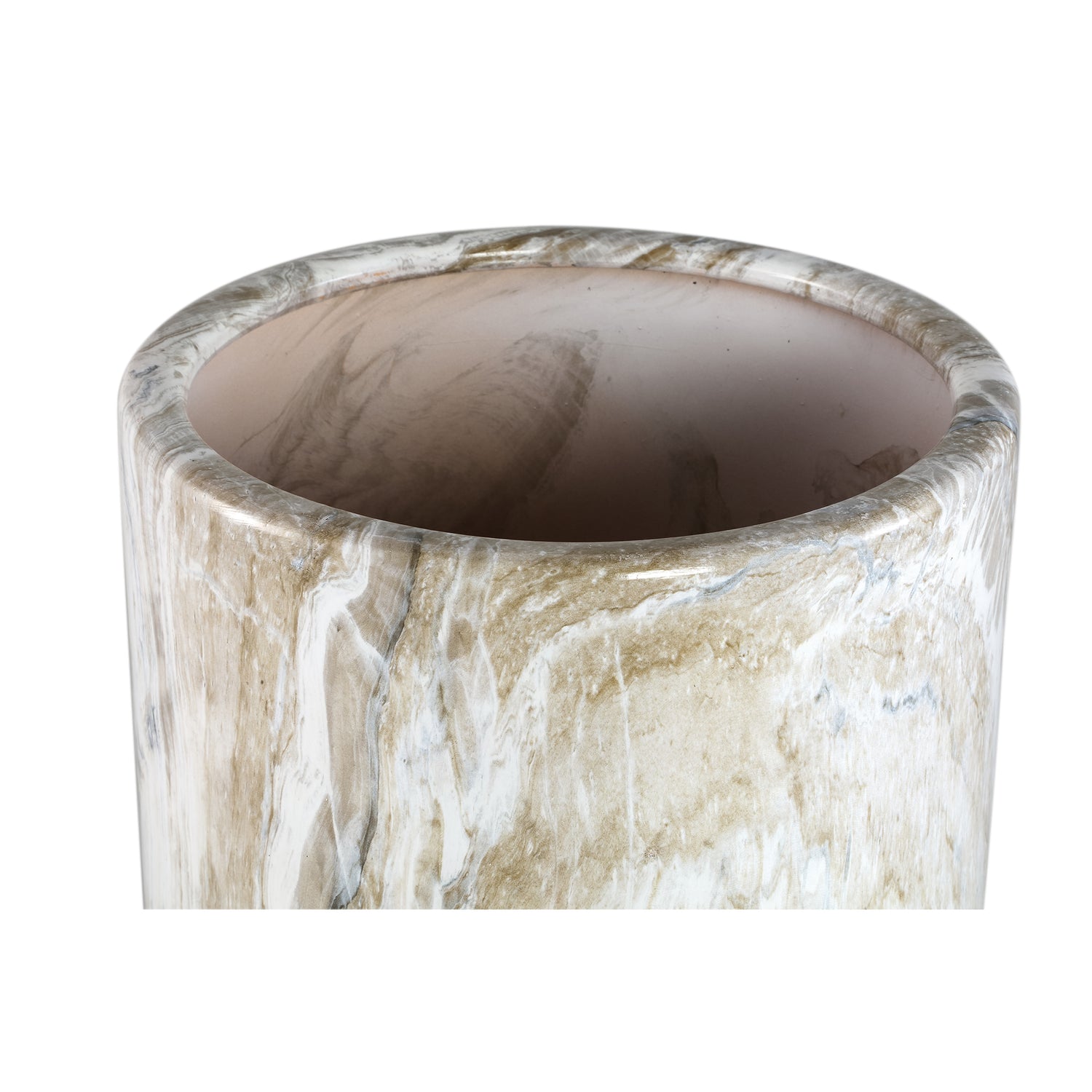 Miah Beige Ceramic Marble Look Pot Set Of 2 High PTMD - Pot - PTMD - livinglovely.nl
