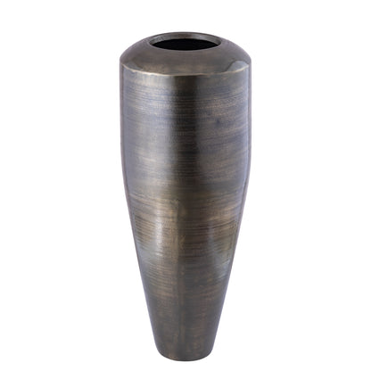 Micheal GunMetal Alu Sheet Pot High Round L van PTMD, detail van het gunmetal aluminium oppervlak op witte achtergrond