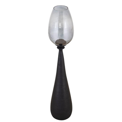 Midi Mango Wood Stormlight Smoke Glass Black Large PTMD - Kandelaar - PTMD - livinglovely.nl