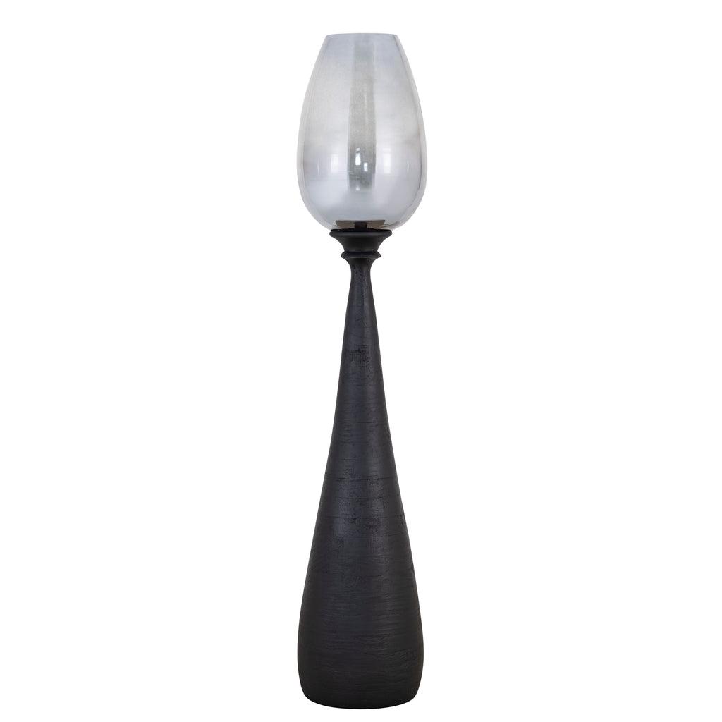 Midi Mango Wood Stormlight Smoke Glass Black Large PTMD - Kandelaar - PTMD - livinglovely.nl