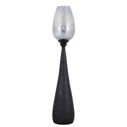 Midi Mango Wood Stormlight Smoke Glass Black Large PTMD - Kandelaar - PTMD - livinglovely.nl