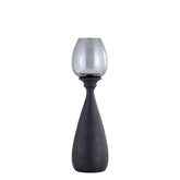 Midi Mango Wood Stormlight Smoke Glass Black Small PTMD - Kandelaar - PTMD - livinglovely.nl