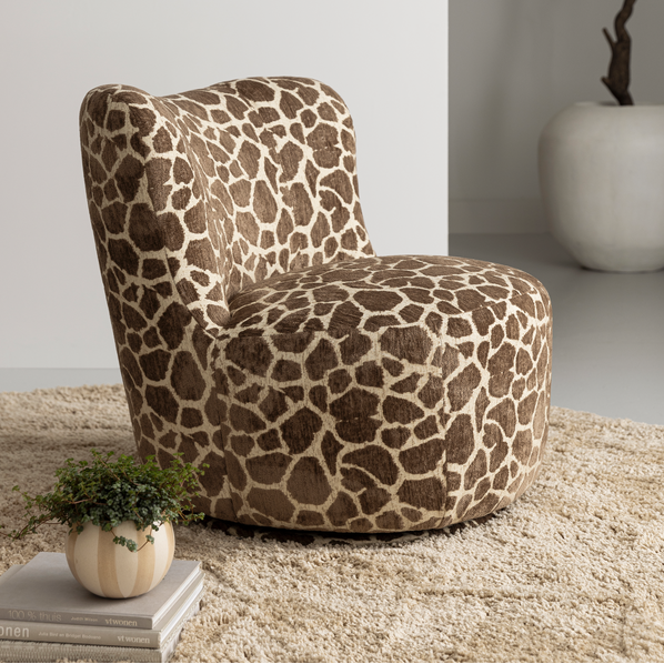 Fauteuil Dean Draaifauteuil Stof Bruin Dessin MUST Living