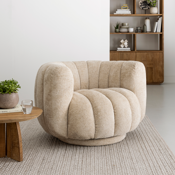 Fauteuil Mello Draaifauteuil Stof Crème MUST Living