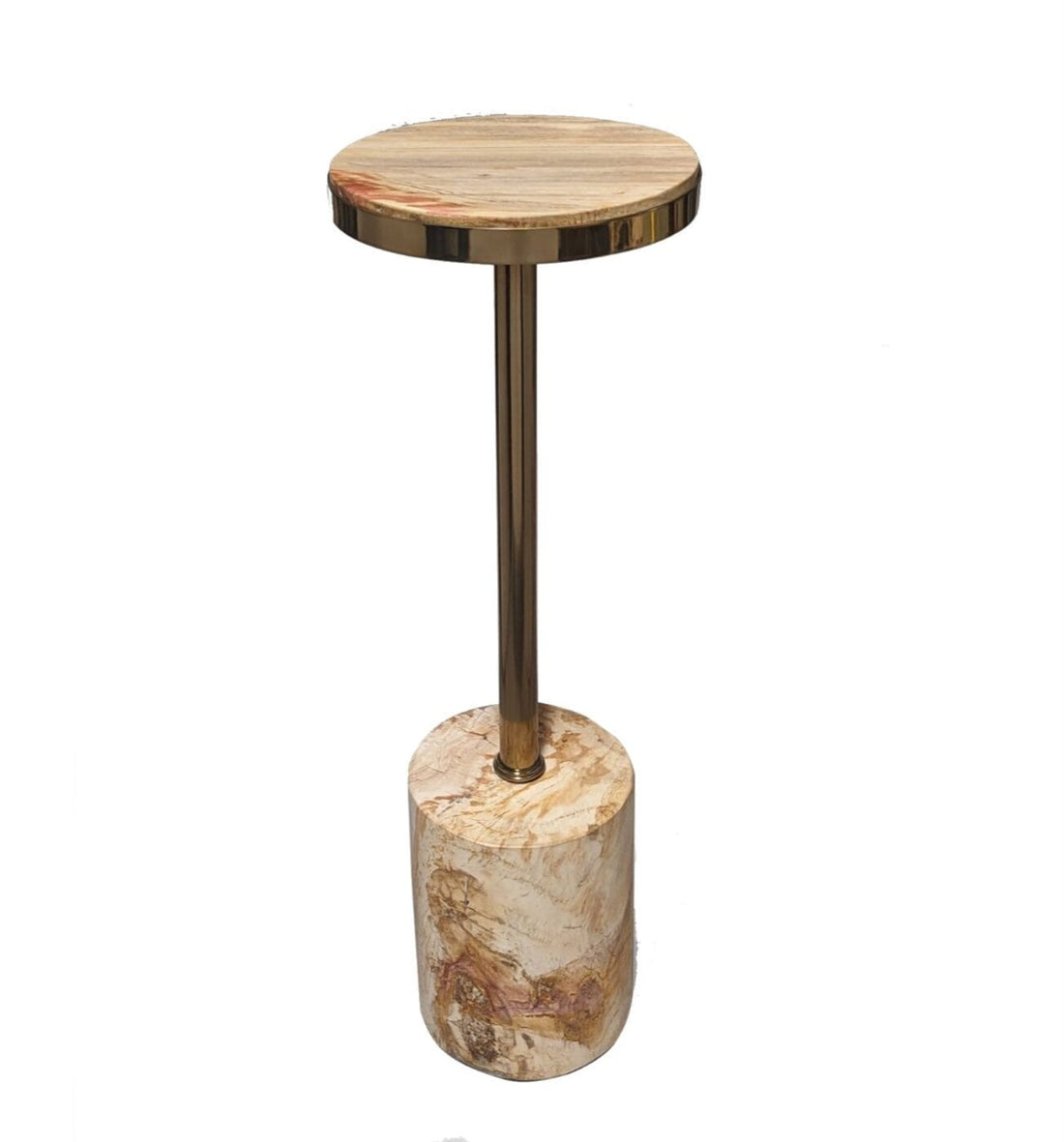 Mody Natural petrified wood bijzettafel on base rnd PTMD - Bijzettafel - PTMD - livinglovely.nl
