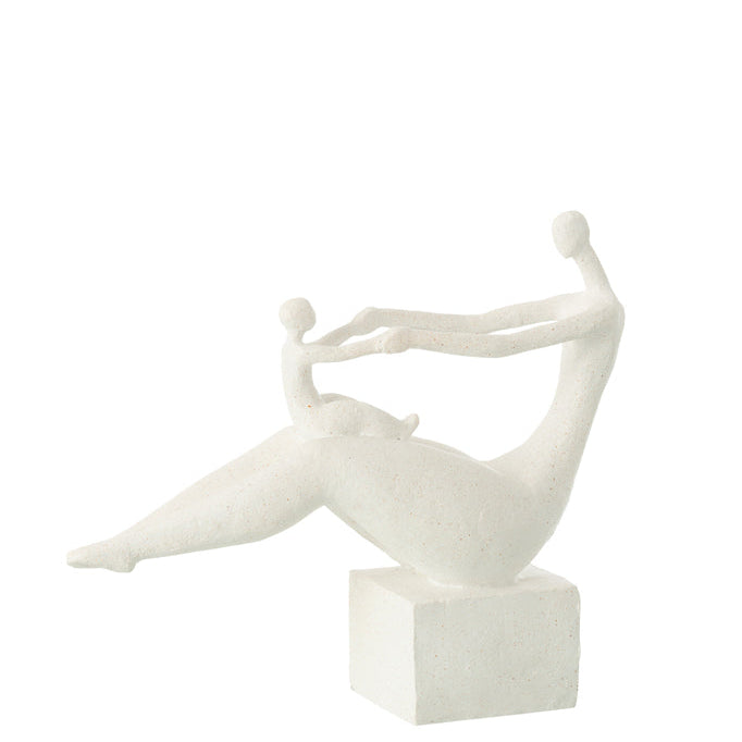 Moeder + Kind Op Knieen Resine Mat Wit - Beeld - J-Line - livinglovely.nl