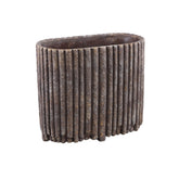 Morganne Brown Oval Cement Pot - Ribbed Lines - Large - PTMD - Pot - PTMD - livinglovely.nl