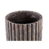 Morganne Brown Round Cement Pot - Ribbed Lines - High Large - PTMD - Pot - PTMD - livinglovely.nl