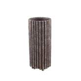Morganne Brown Round Cement Pot - Ribbed Lines - High Medium - PTMD - Pot - PTMD - livinglovely.nl