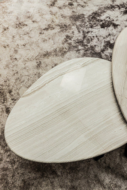 Muka Salontafel low dark grey base white marmer PTMD - Salontafel - PTMD - livinglovely.nl