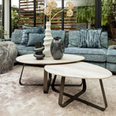 Muka Salontafel low dark grey base white marmer PTMD - Salontafel - PTMD - livinglovely.nl