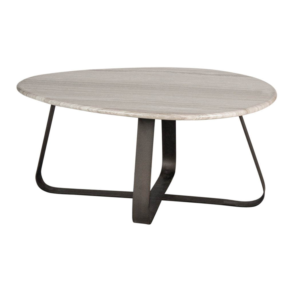 Muka Salontafel low dark grey base white marmer PTMD - Salontafel - PTMD - livinglovely.nl