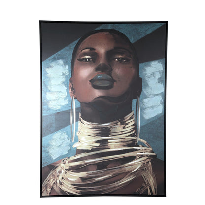 Muniba Liver Black Polyester Painting Woman Large PTMD - Schilderij - PTMD - livinglovely.nl