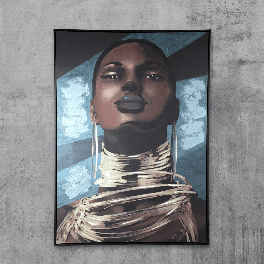 Muniba Liver Black Polyester Painting Woman Large PTMD - Schilderij - PTMD - livinglovely.nl