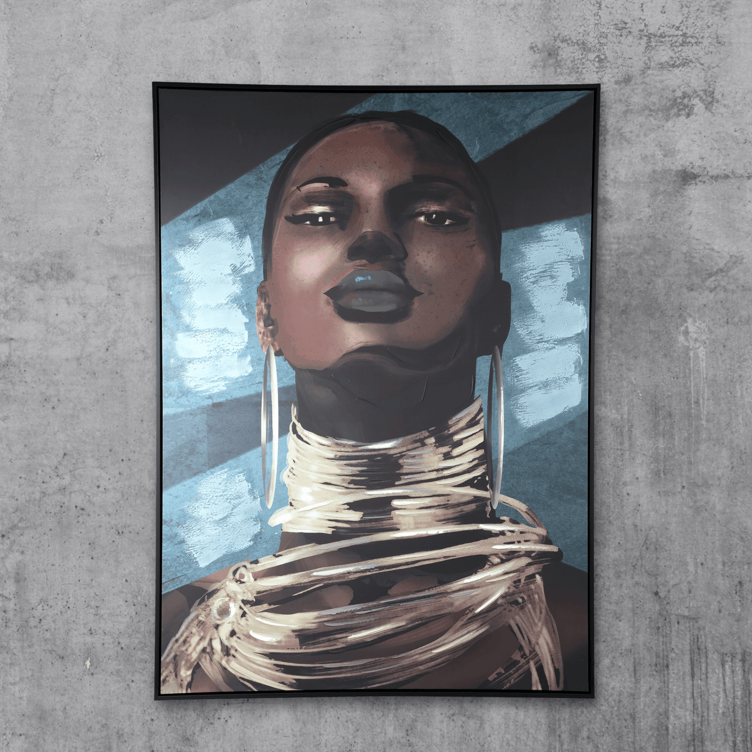 Muniba Liver Black Polyester Painting Woman Large PTMD - Schilderij - PTMD - livinglovely.nl