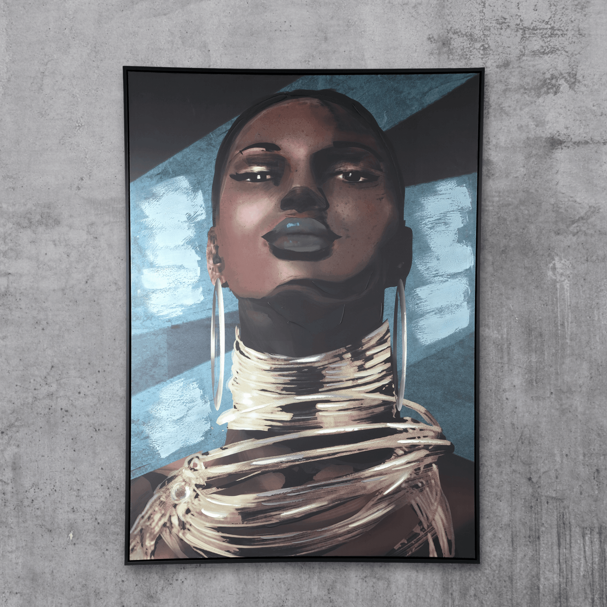 Muniba Liver Black Polyester Painting Woman Large PTMD - Schilderij - PTMD - livinglovely.nl