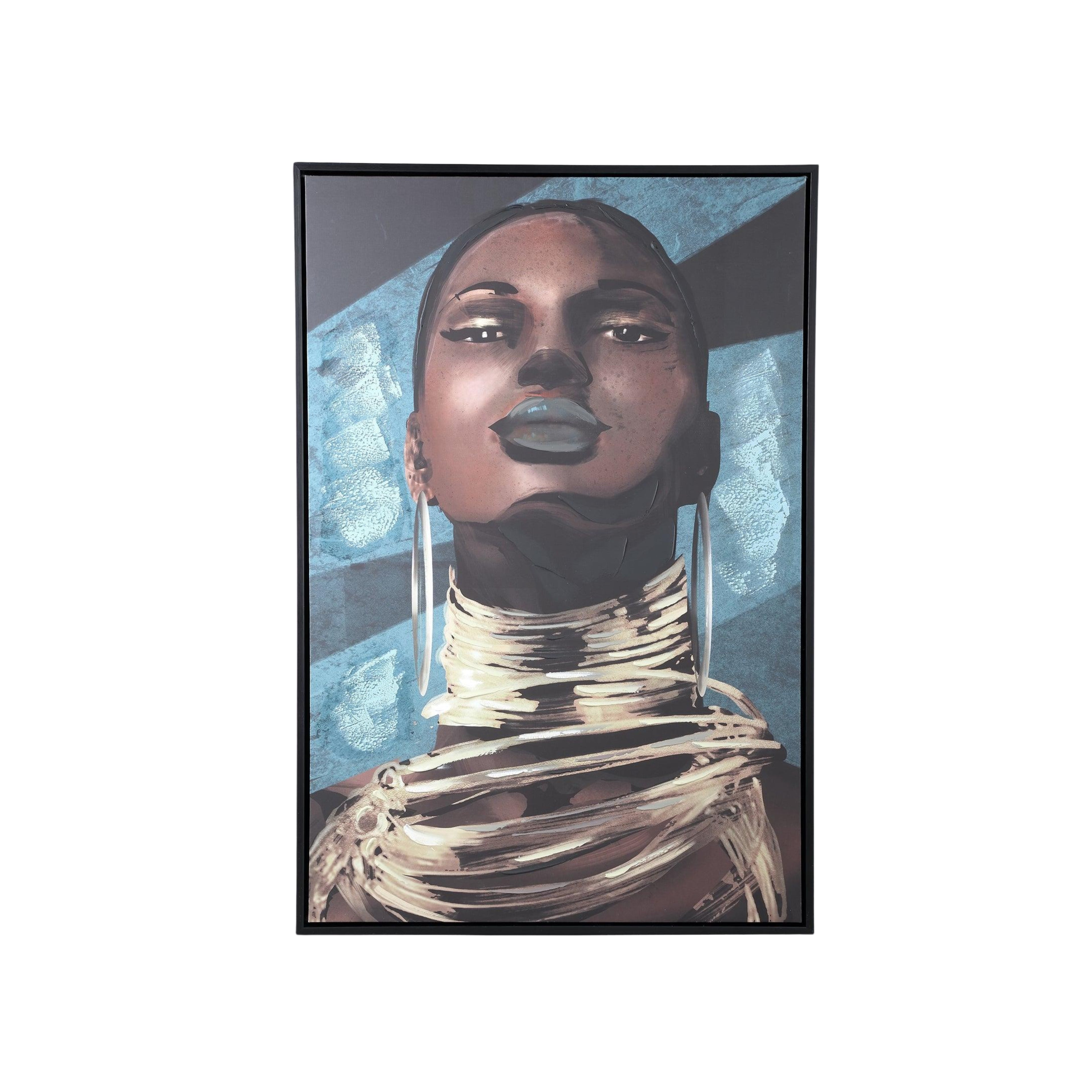 Muniba Liver Black Polyester Painting Woman Small PTMD - Schilderij - PTMD - livinglovely.nl