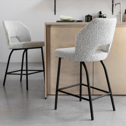 Must Living Bar Kruk Bloom Bouclé Licht Grijs - Barkruk - MUST Living - livinglovely.nl