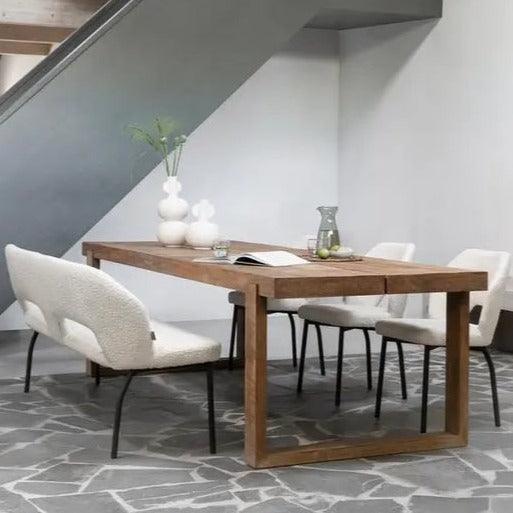 Must Living Eetkamerbank Bloom Bouclé Naturel 150cm - Eetkamerbank - MUST Living - livinglovely.nl