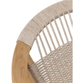 Kumo fauteuil van MUST Living van achteren, met zichtbare houtnerf van het gerecyclede teak