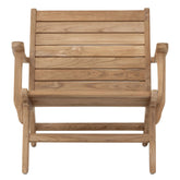 Fauteuil Laila van MUST Living, loungestoel van rustiek teakhout met brede armleuningen