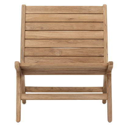 Fauteuil Lily van MUST Living, loungestoel van rustiek teakhout met open frame