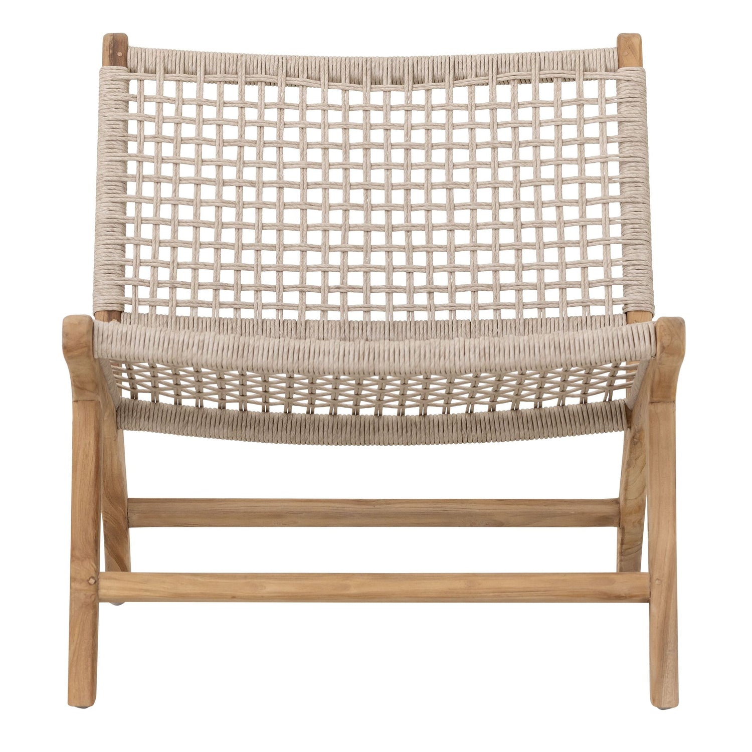 Fauteuil Winston van MUST Living, lage loungestoel van teakhout met gevlochten zitting