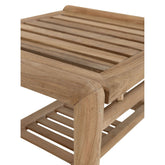 Ray salontafel van MUST Living schuin van boven, met zicht op het houten blad