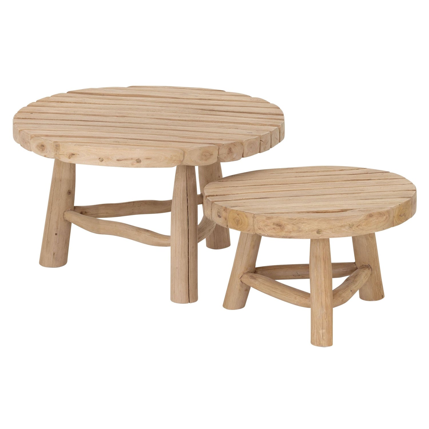 Blue Marlin salontafels van MUST Living van opzij, met zicht op de grillige takpoten