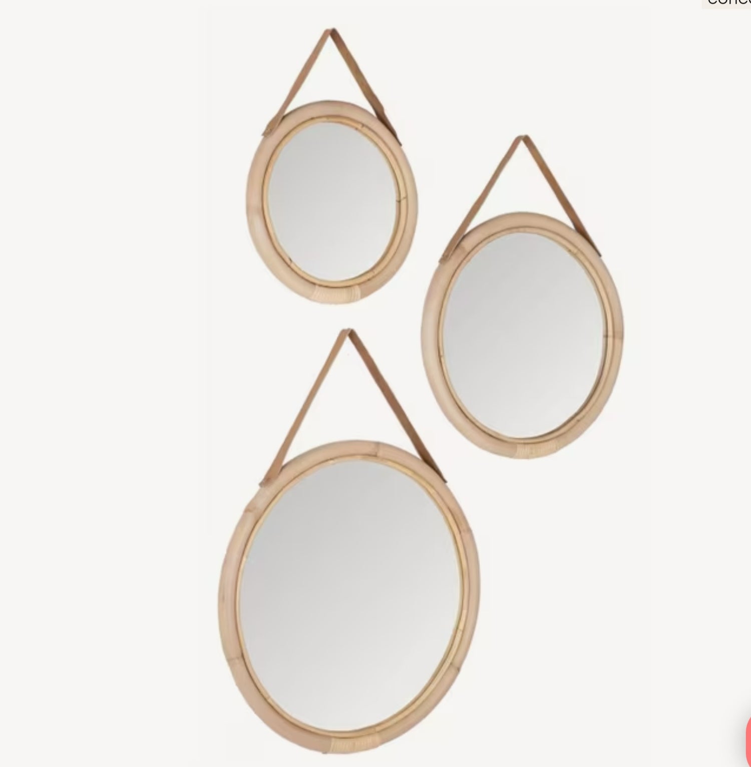 MUST Living Spiegel San Jose set van 3 S Ø32 cm, M Ø42 cm, L Ø52 cm - Spiegel - MUST Living - livinglovely.nl