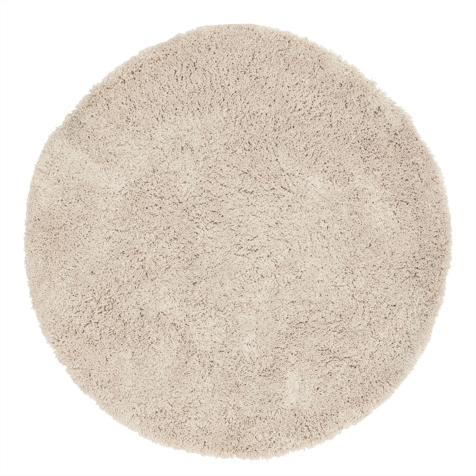 Vloerkleed Celeste Rond van MUST Living in beige, klein hoogpolig kleed van 150 centimeter doorsnede
