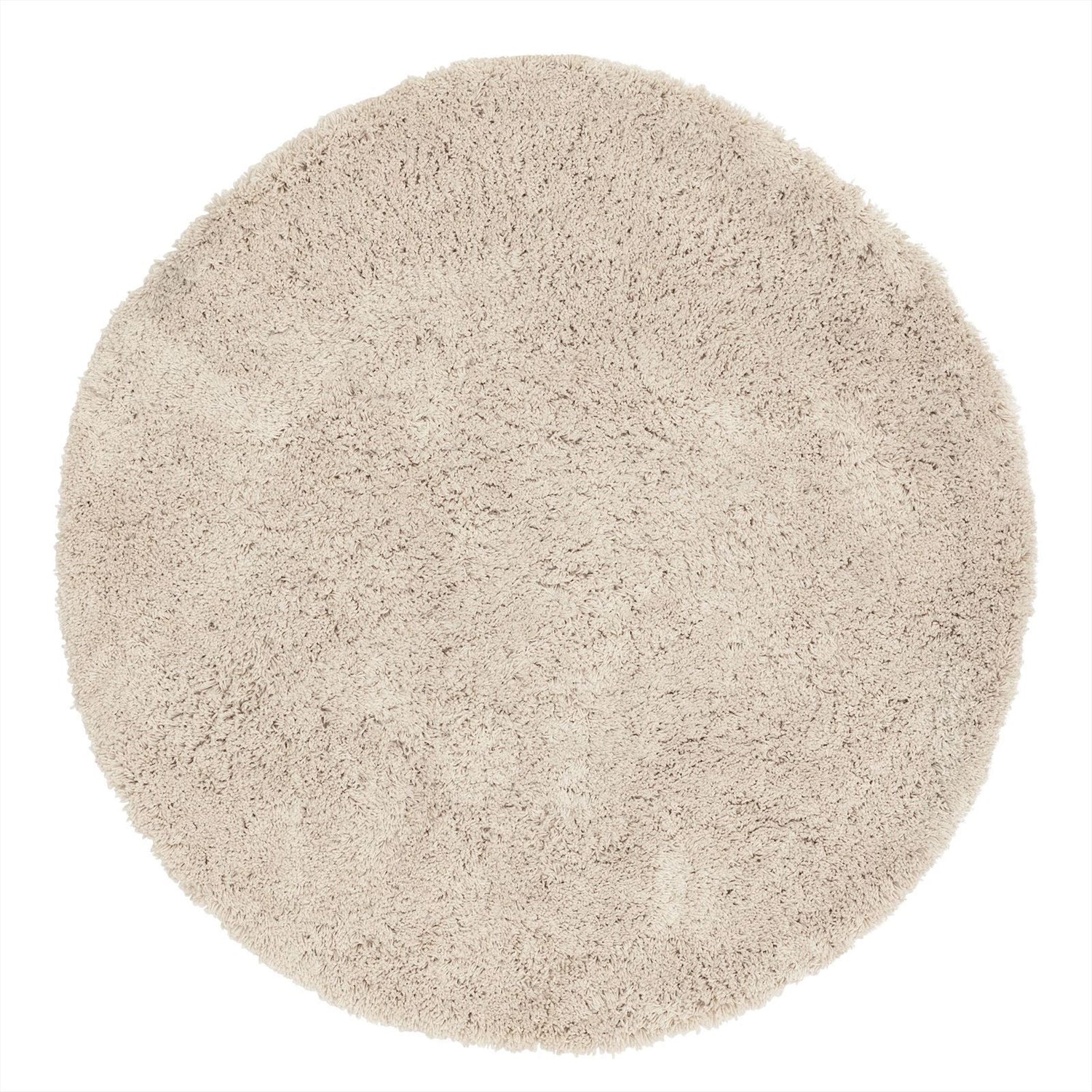 Vloerkleed Celeste Rond van MUST Living in beige, groot hoogpolig kleed van 250 centimeter doorsnede