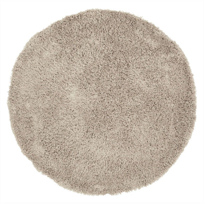 Vloerkleed Celeste Rond van MUST Living in taupe, hoogpolig kleed van 250 centimeter doorsnede