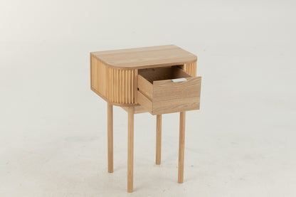 Nachtkast Rond Mdf/Dennenhout Naturel - Nachtkastje - J-Line - livinglovely.nl