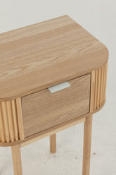 Nachtkast Rond Mdf/Dennenhout Naturel - Nachtkastje - J-Line - livinglovely.nl