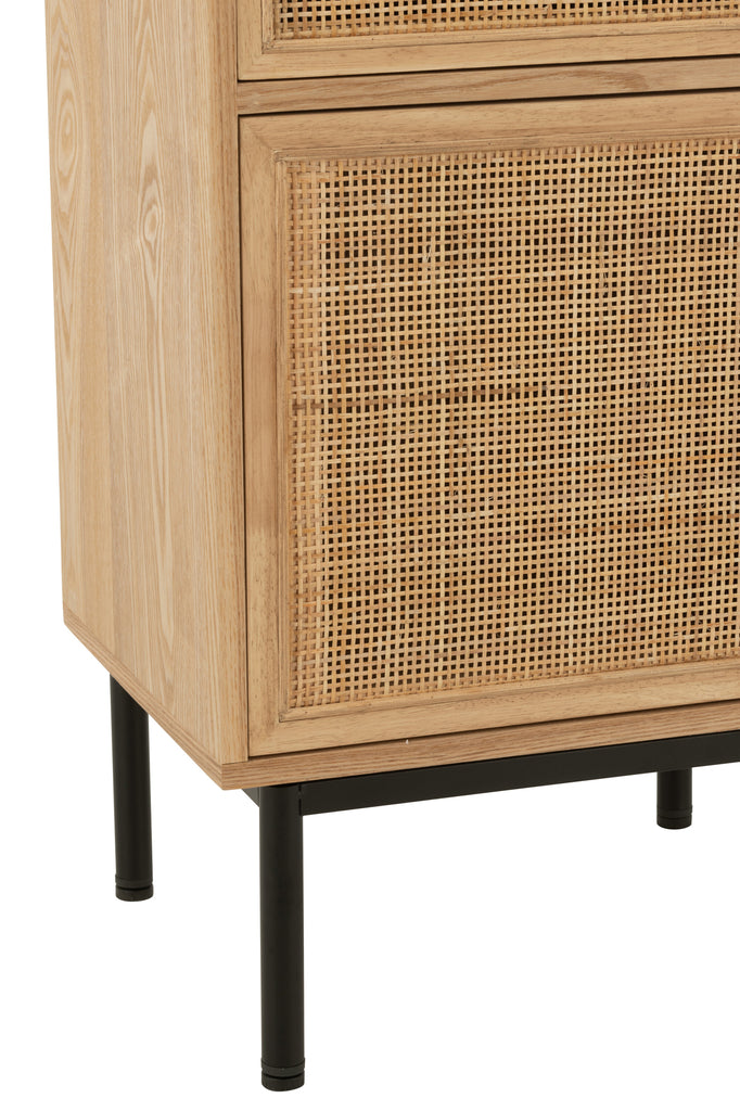 Nachtkast Vierkant Mdf/Metaal Naturel/Zwart - Nachtkastje - J-Line - livinglovely.nl