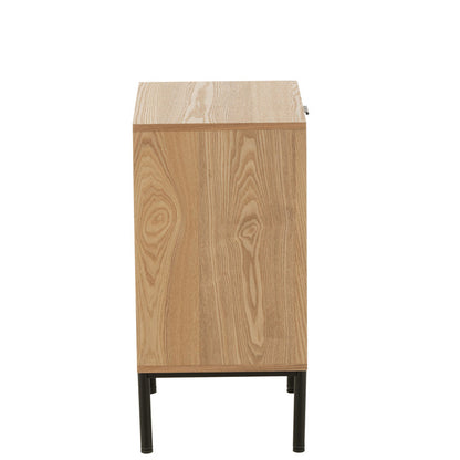 Nachtkast Vierkant Mdf/Metaal Naturel/Zwart - Nachtkastje - J-Line - livinglovely.nl