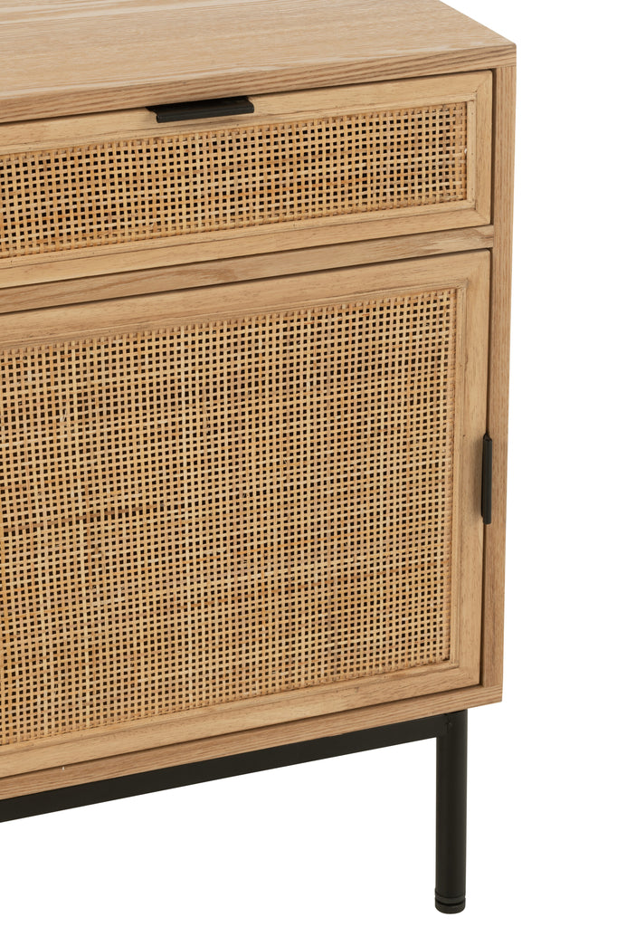 Nachtkast Vierkant Mdf/Metaal Naturel/Zwart - Nachtkastje - J-Line - livinglovely.nl