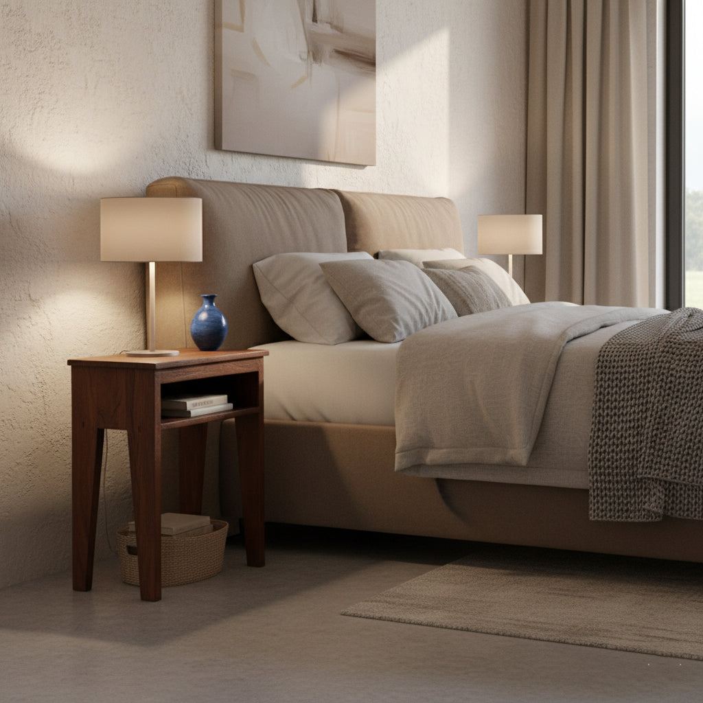 Nachtkastje Factory van Raw Materials, smal model van 50 cm breed in massief gerecycled hout