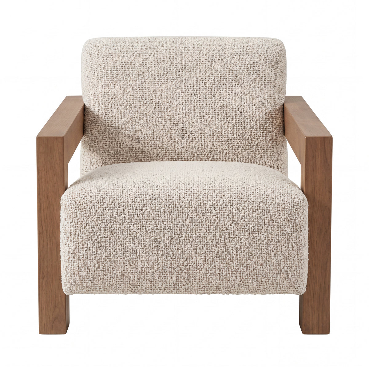 Nelo Fauteuil Linnenlook Crème Rubberhout van PTMD, crème fauteuil in linnenlook stof met rubberhouten poten