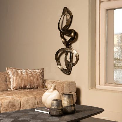 Neven Gold casted alu metaal swirl wall panel L PTMD - Wanddecoratie - PTMD - livinglovely.nl