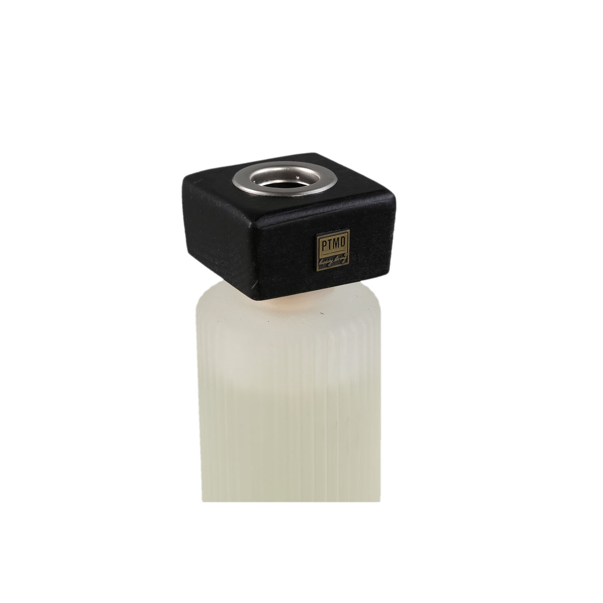 New Elements Geurstokjes Floral Arabia 130ml van PTMD, close up van de geribbelde flacon met zwarte dop