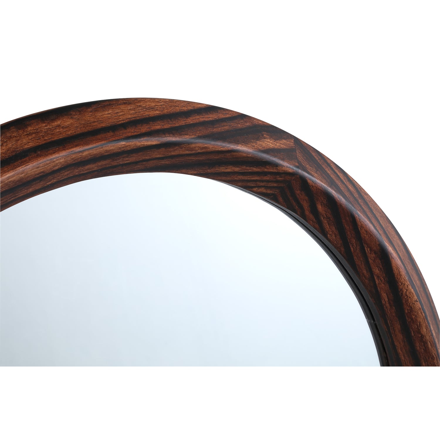 Nibbi Brown Wooden Mirror Twist Round Frame 65x5x65cm PTMD - Spiegel - PTMD - livinglovely.nl